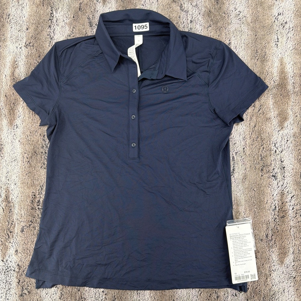 NWT Lululemon Quick Drying Short Sleeve Polo True Navy Women's Sz 10 $78